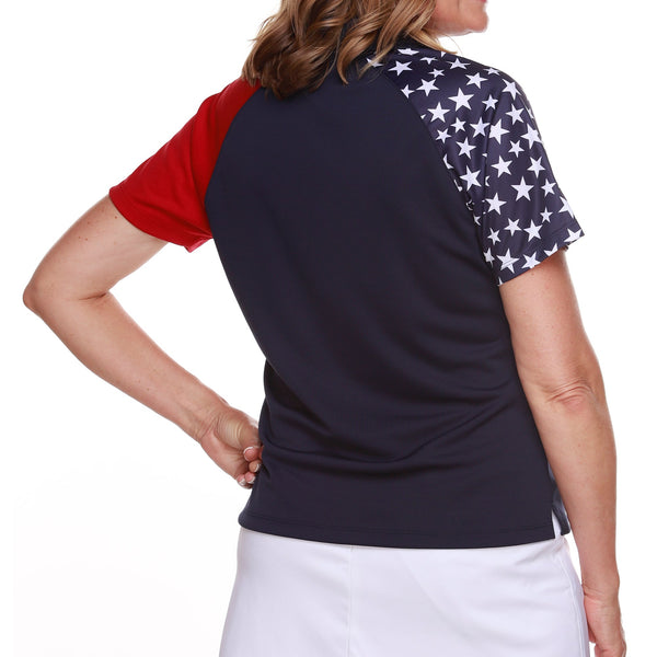 Women's Made in USA Patriotic Stars Tech Polo Shirt