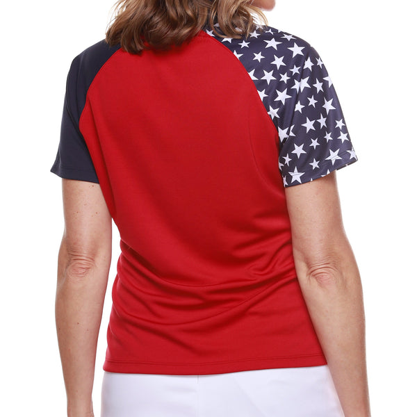 Women's Made in USA Patriotic Stars Tech Polo Shirt