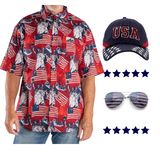 Men's USA Icons Button Down Shirt, Hat, and Sunglasses