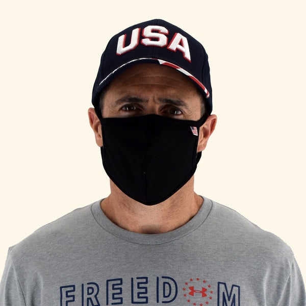 USA Flag Solid Face Mask Black