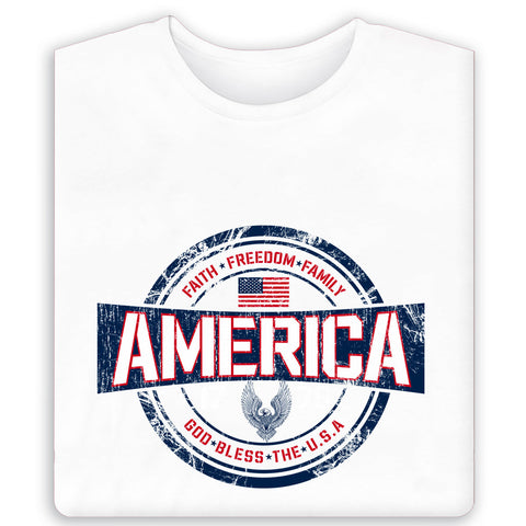 Men's USA Faith Freedom and Family Patriotic T-Shirt