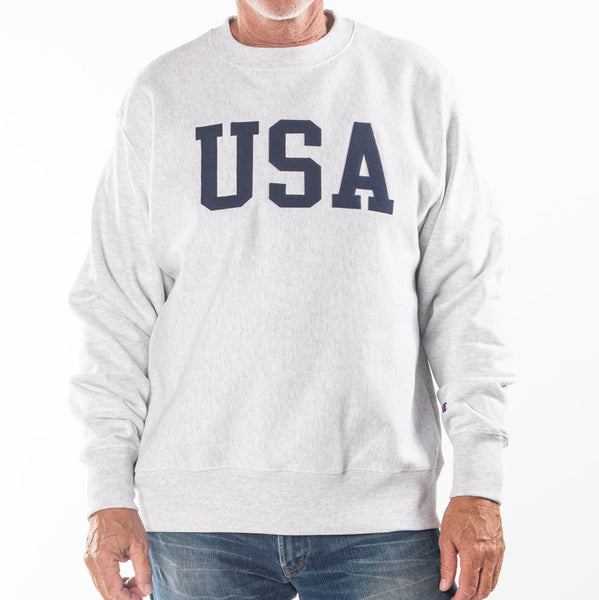 Unisex Champion Silver Grey USA Reverse Weave Crew Sweatshirt