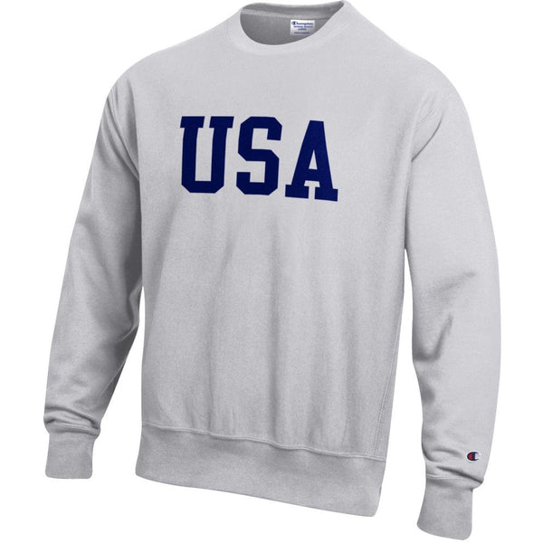 Unisex Champion Silver Grey USA Reverse Weave Crew Sweatshirt