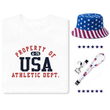 Women's USA T-Shirt, Bucket Hat and Lanyard Bundle