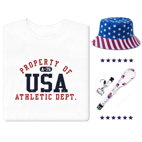 Youth USA T-Shirt, Bucket Hat and Lanyard Bundle