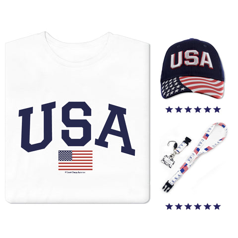 Men's USA T-Shirt, Hat and Lanyard Set