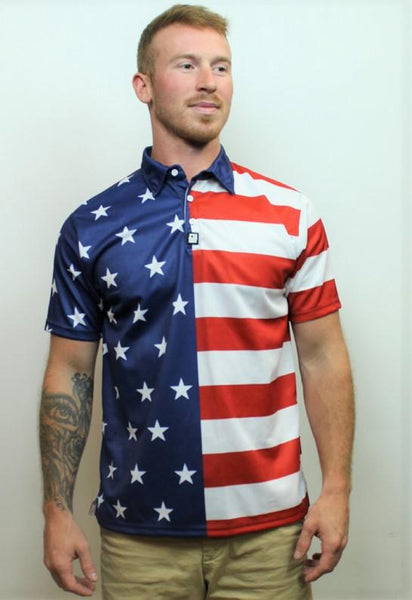 USA Flag Golf Polo - 4th of july shirts