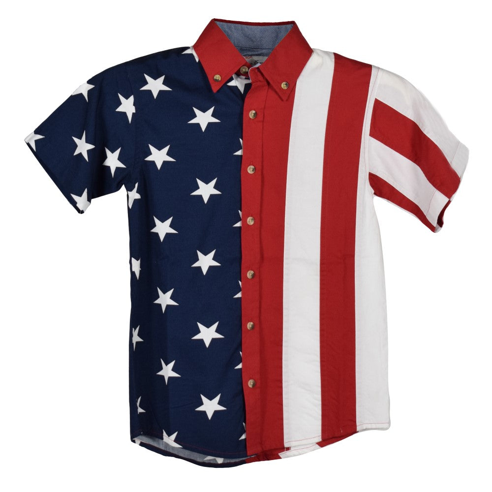 Roper Boys' Woven Short Sleeve American Flag Shirt | TheFlagShirt.com ...