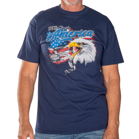 Mens Made in USA American Flag Eagle Short Sleeve Shirt