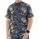Short Sleeve Button Down Woven-Blueberry - The Flag Shirt