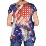 Women's Made in USA American Flag and Rhinestones Top