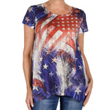 Women's Made in USA American Flag and Rhinestones Top
