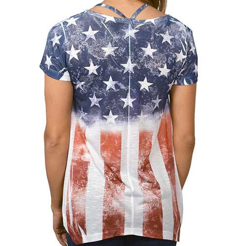 Womens American Flag with Rhinestones stars Shirt