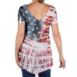 Women's Made in USA American Flag Tie-Dye Rhinestones Top