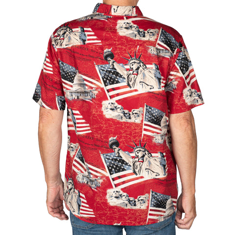 Men's USA Icons 100% Cotton Button-Down Short Sleeve Shirt - the flag shirt