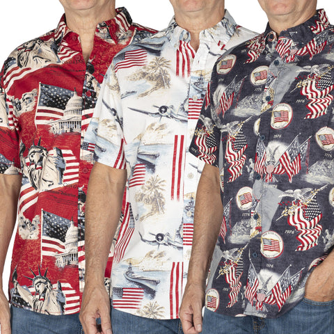 Men's USA Patriot Button Down Bundle of 3 Shirts
