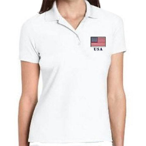 American Flag Performance Polo Ladies - 4th of july shirts