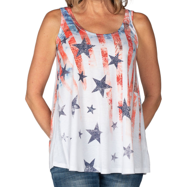 Women's Made in USA Stars and Stripes Flare Tank