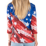 Women's Americana Stars and Stripes 3/4 Sleeve Top