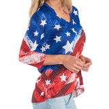 Women's Americana Stars and Stripes 3/4 Sleeve Top