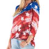 Women's Americana Stars and Stripes 3/4 Sleeve Top