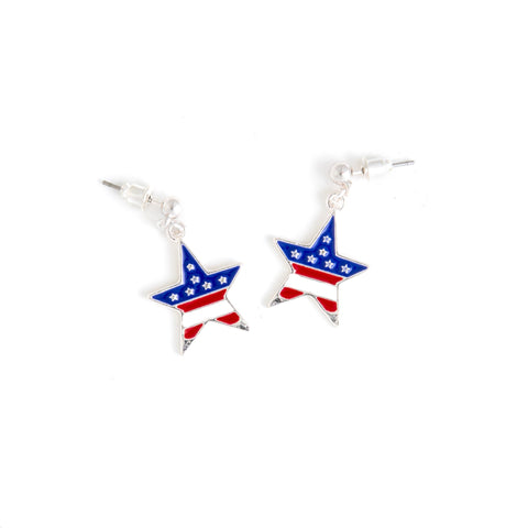 Patriotic American Flag Star Earrings